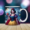 Snow White Mug Wrap, 11oz & 15oz Mug Template, Princess Mug Sublimation Design, Princess Mug Wrap Template, Instant Digital Download PNG.jpg