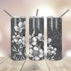 20 Oz skinny Tumbler Png Black Glitter Wildflowers wrap tapered straight template digital download sublimation graphics  instant download.jpg