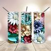 3D Colorful Flowers 20 Oz skinny Tumbler wrap tapered straight template digital download sublimation graphics  instant download  sublimation.jpg