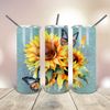 Watercolor Sunflower Butterflies Tumbler Wrap 20 Oz Skinny tapered straight template digital download sublimation graphics  instant download.jpg