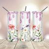 Wild Flower and Pink Glitter 20 Oz skinny Tumbler Png wrap tapered straight template digital download sublimation graphics  instant download.jpg