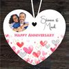 Pink Hearts Photo Anniversary Gift Heart Personalised Hanging Ornament.jpg