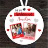 Romantic Gift For Girlfriend Hearts Photo Round Personalised Hanging Ornament.jpg