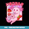 Retro Japanese Style Anime Kawaii Axolotl Strawberry Milk - Trendy Sublimation Digital Download