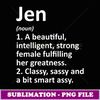 JEN Definition Personalized Name Funny Christmas Gift - Unique Sublimation PNG Download