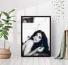 Kylie Jenner Smoking Black and White Vintage Retro Photography Model Celebrity Fashion Girl Room Wall Art Decor Poster Canvas Framed Printed.jpg