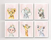 Girls nursery decor - Pink safari animal prints - Baby animal prints - Baby girl nursery wall art - Girl safari nursery decor - Pink flowers.jpg