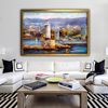 Lighthouse canvas, oil painting looking seascape painting, abstract sea and boat print, landscape and buildings painting.jpg