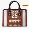 Personalized Football Mom Leather Bag, Gift For Football Lovers, Gift For Her, Birthday Gift, Custom Name Leather Bag, Football Lover Gift 1.jpg