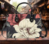 Luxury Women PU Leather Handbag shoulder bag tote rose flower Floral botanical design abstract art purse Gift Mom spring summer purse.jpg