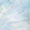 The sky is made in delicate shades of pale blue colors. Fragment of a close-up meadow landscape Original art.