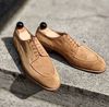 Men's Handmade Beige Suede Round Toe Dress Lace Up Derby Formal Shoes.jpg