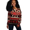 Delta Sigma Theta Christmas Splatters Offshoulder, African Women Off Shoulder For Women