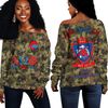 Alpha Omega Phi Camo Off Shoulder Sweaters, African Women Off Shoulder For Women