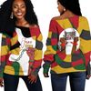 Face Color Juneteenth Off Shoulder Sweaters, African Women Off Shoulder For Women