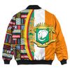 Ivory Coast Flag and Kente Pattern Special Bomber Jacket, African Bomber Jacket For Men Women