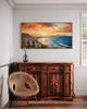 Waikiki Coast At Sunrise Panoramic Painting, Honolulu Oahu Beach Canvas Print,  Hawaii Wall Art Framed Ready To Hang.jpg