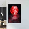 Sea Landscape With Huge Red Moon Art, Full Moon Wall Decor, Moon Landscape Art, Tempered Glass, Canvas Art, 3D Wall Decor, Home Wall Decor,.jpg