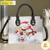 Snowman Leather Bag Handbag, Leather Christmas Handbag, Christmas Women Bag.jpg