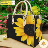 Sunflower Floral Black Leather Women Handbags.jpg