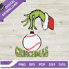 Grinch Hand Holding Baseball Christmas SVG, Baseball Christmas Ornament SVG, Grinchmas SVG PNG.jpg