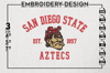 San Diego State Aztecs Est Logo Embroidery Designs, NCAA San Diego State Aztecs Team Embroidery, NCAA Team Logo, 3 sizes, Machine embroidery Files, Digital Down