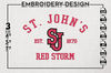 St. Johns Red Storm Est Logo Embroidery Designs, NCAA St. Johns Red Storm Team Embroidery, NCAA Team Logo, 3 sizes, Machine embroidery Files, Digital Download.p