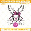 Bunny With Bandana Glasses Bubblegum Embroidery Designs, Cute Easter Embroidery Files.jpg