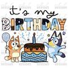 Blue Dog Happy Birthday Cake Clipart Elements, Letters Set, Red Dog Sublimation Party, PNG, It's my Birthday, Topper design1.jpg