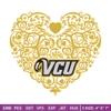 VCU Rams heart embroidery design, NCAA embroidery, Sport embroidery, logo sport embroidery, Embroidery design.jpg