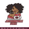 Jacksonville State girl embroidery design, NCAA embroidery, Embroidery design, Logo sport embroidery, Sport embroidery.jpg