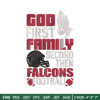 God first family second then Atlanta Falcons embroidery design, Falcons embroidery, NFL embroidery, sport embroidery..jpg