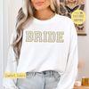 Bride Faux Chenille Shirt, Wedding Bride Sweatshirt, Wife T-shirt, Wedding Tee Shirt, White And Gold, Comfort Colors, Trending Now.jpg