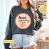 Just Peachy Sweatshirt, Cute Peach Tshirt, Georgia Peach Tee Shirt, Summer T-shirt, Gift for Friend, Comfort Colors, Trending Now.jpg