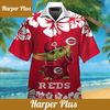 Cincinnati Reds Baby Yoda Short Sleeve Button Up Tropical Hawaiian Shirt - Trendy Aloha.jpg