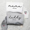 Custom Mama Embroidered Sweatshirt, Personalized Daddy Hoodie With Kids Name Sleeve, Pregnancy Reveal Outfit, Mothers Day Gift, Gift For Dad.jpg