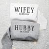 Embroidered Wifey Crewneck Sweatshirt, Hubby Wifey Shirt, Couple Hoodie, Honeymoon Shirt, Engagement Gift, Wedding Gift, Bridal Party Tee.jpg