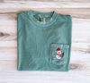 Snowman Comfort Colors Tee, Christmas Pocket Embroidered Shirt, Christmas T-Shirt, Winter Tee, Embroidered Shirt, Custom Shirt, Holiday Gift.jpg
