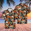 Skulls Birds Flowers Day Of The Dead Hawaiian Shirt, Vintage Skull And Red Roses Shirt, Day Of The Dead Gift.jpg