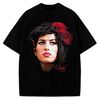 Amy Winehouse Tribute T-Shirt Portrait Rose Hair Custom Graphic Tee.jpg