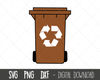 Brown wheelie bin svg, trash can svg, garbage can png, food waste svg, recycle bin outline, garden waste cricut silhouette svg cut file.jpg