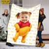 Personalized Photo Blanket, Custom Name Disney Pooh Blanket, Winnie The Pooh Fleece Mink Sherpa Blanket, Magic Kingdom Blanket.jpg