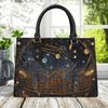 PU Luxury Handbag motifs witchy mystical night moon old book library design women' s shoulder bag tote bowler bag purse  women PU Handbag.jpg