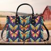 Women PU leather Handbag tote Butterflies design abstract art purse  Large Tote  Beach Travel.jpg
