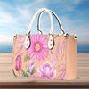 Women PU leather Handbag tote Floral beautiful Pink botanical design purse 3 sizes large can be a beautiful beach travel tote Vacation Beach.jpg