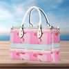 Women PU leather Handbag tote unique beautiful pink Art deco design abstract art purse  Large Tote shoulder bag  for Vacation Beach Travel.jpg