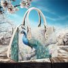 Womens handbag shoulder satchel tote PU Leather Handbag with Shoulder Strap Abstract Peacock blue green of spring summer colors.jpg