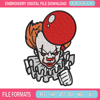 Pennywise with balloon Embroidery design, Halloween Embroidery, Embroidery File, halloween design, Digital download. 1.jpg