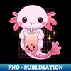 Sipping Sweetness Axolotls Bubble Tea Time - Special Edition Sublimation PNG File - Create with Confidence