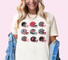 Football Shirt Football Helmets Shirt Game Day Black Red Football Season Women's Football Tee College Football Outfit Gift For Her Plus Size.jpg